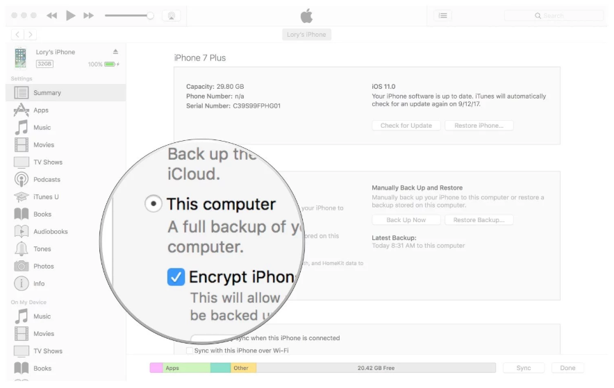 Automatically backup with iTunes